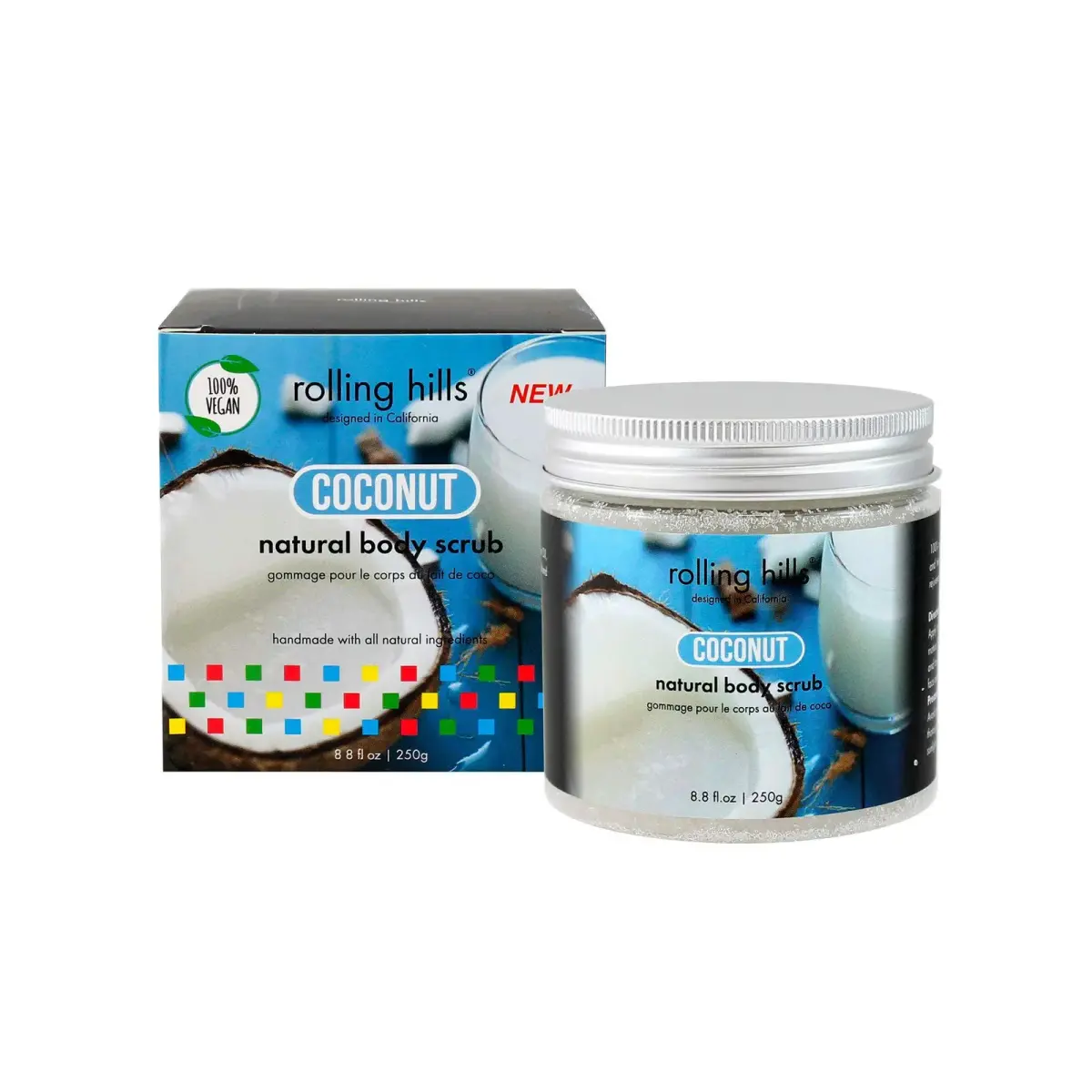Rolling Hills, Coconut, Eliminates Impurities, Body Scrub, 250 g