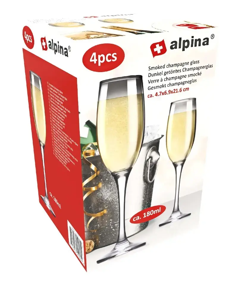 Glāzes šampanieša Alpina 4gb 180ml, dūmakainas