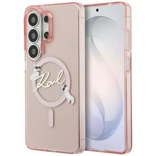 Karl Lagerfeld IML KC Script чехол с поддержкой MagSafe для телефона Samsung Galaxy S26 Ultra (S948) розовый