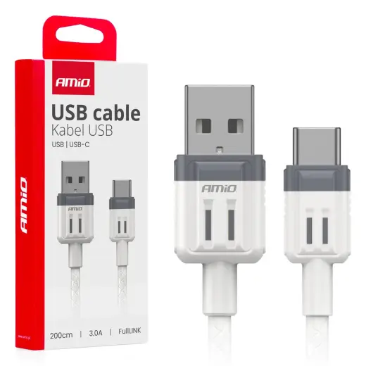 AMiO AMIO-03906 duomenų perdavimo ir įkrovimo laidas | USB-A į USB-C | 15W | 2m