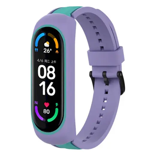 Fusion Accessories Dual Color viedpulksteņa siksniņa priekš Xiaomi Mi Band 3/4/5/6 | zaļa/violeta