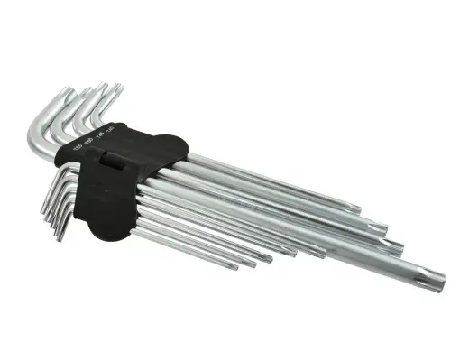 9-osaline pika varrega Torx võtmete komplekt T10 - T55