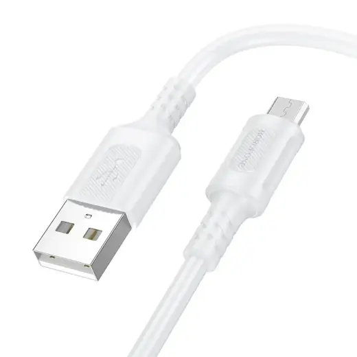 Borofone BX111 Feliz datu pārraides un uzlādes vads | USB-A uz Micro USB | 12W | 1m | balts