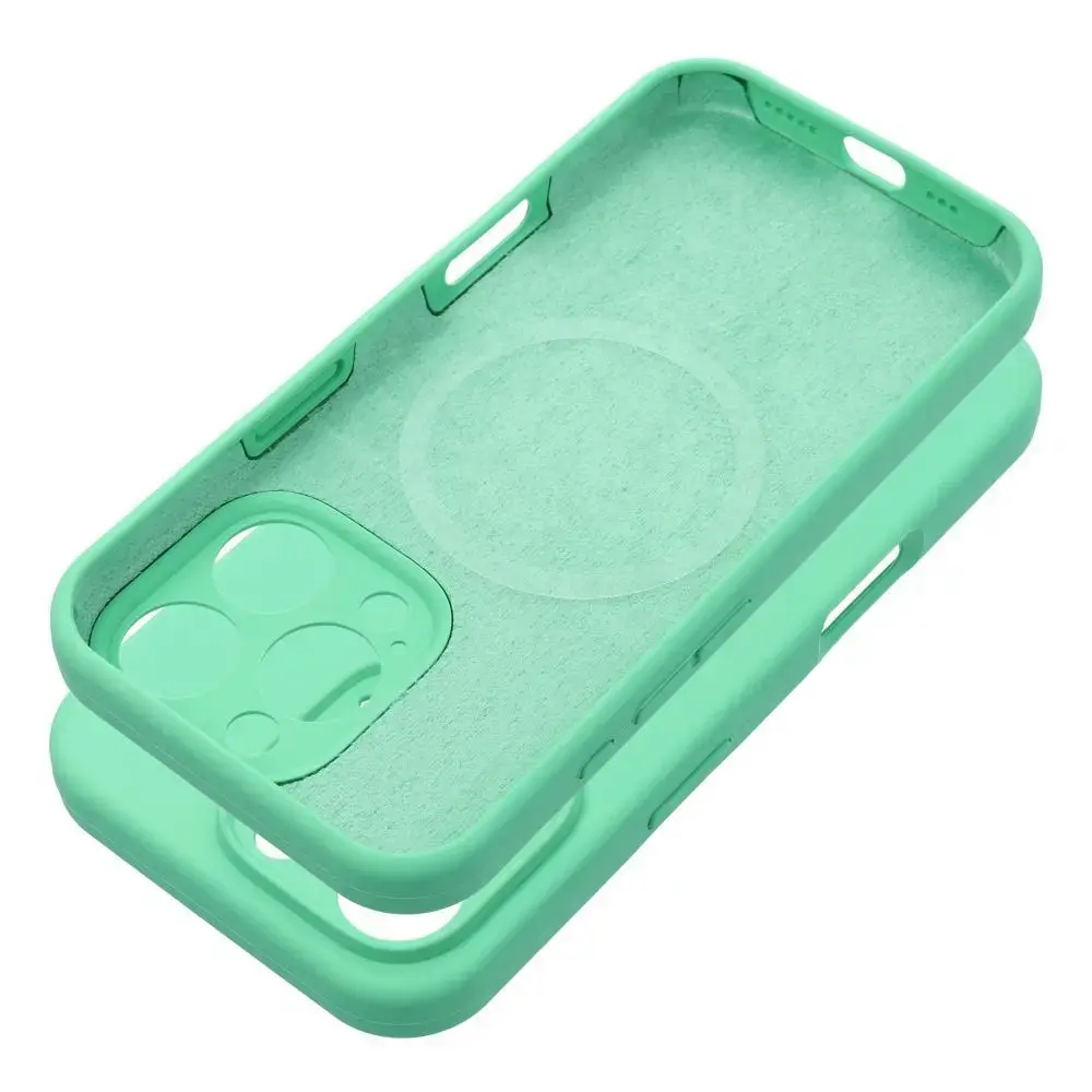 Silicone 2mm phone case with MagSafe support for iPhone 15 Pro Max green