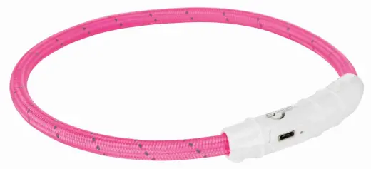 Atstarojoša kaklasiksna suņiem – Trixie Flash light ring USB, M–L: 45 cm|ø 7 mm, pink
