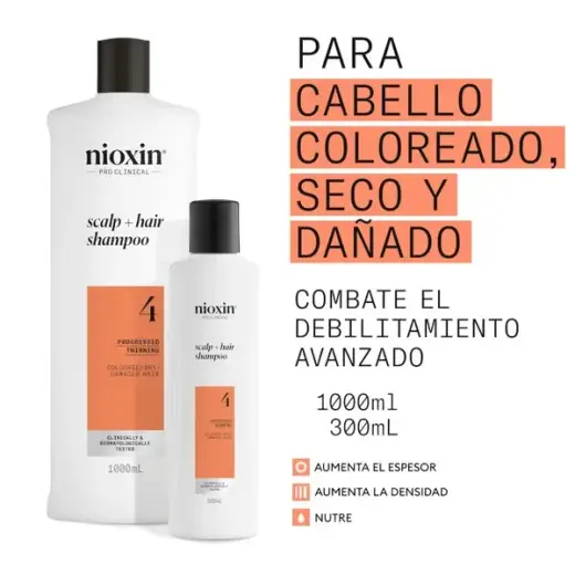 Nioxin System 4 - Shampoo - Dyed and Damaged Hair with Advanced Weakening 300 Ml