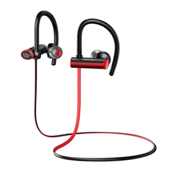 USAMS Słuchawki sportowe S4 Bluetooth5.0 czarno-czerwony/black+red  BGYDEJ02 (US-YD004)