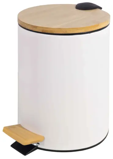 Pedāļspainis 5L balts, ar bambusa vāku, soft close
