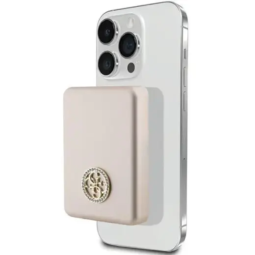 Guess 4G Strassed Metal Logo väline akupank (powerbank) | 5 000 mAh | 15W | MagSafe | kuldne