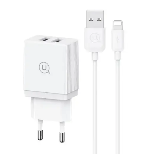 USAMS HC series travel charger | 18W | Lightning | with Lightning cable included | white