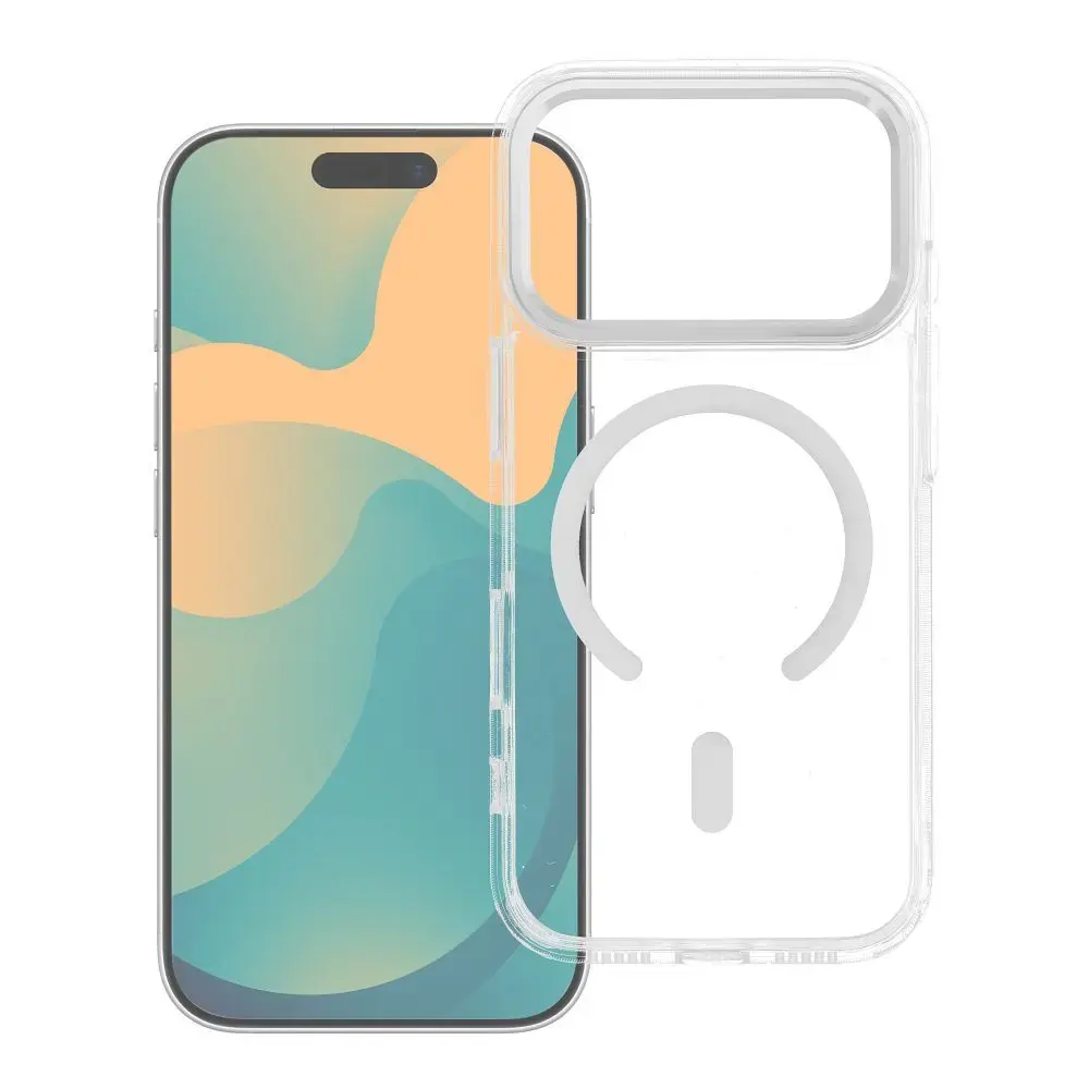 Case for iPhone 17 Pro / 18 Pro Frame Clear Hybrid Mag Cover compatible with MagSafe transparent