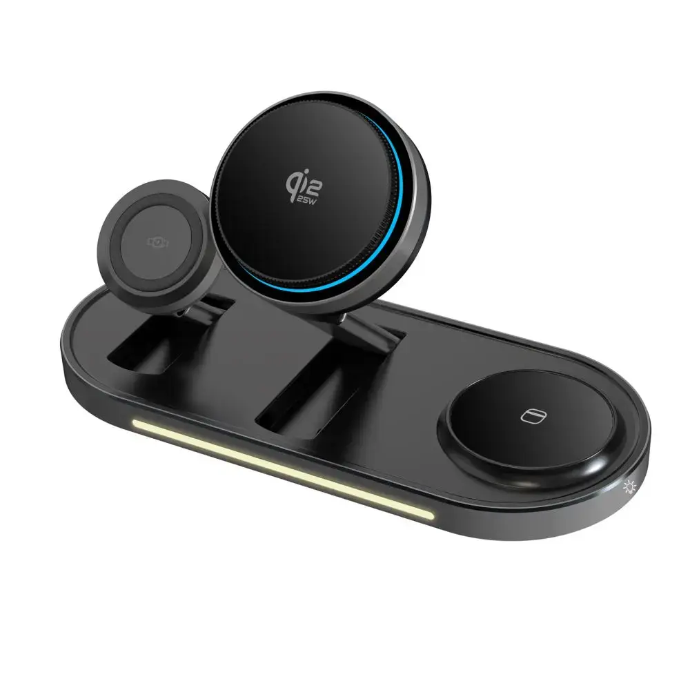 Tech-Protect A51 ArcticBoost 3-in-1 bezvadu lādētājs | Qi 2.2 | Saderīgs ar MagSafe | 25W | melns