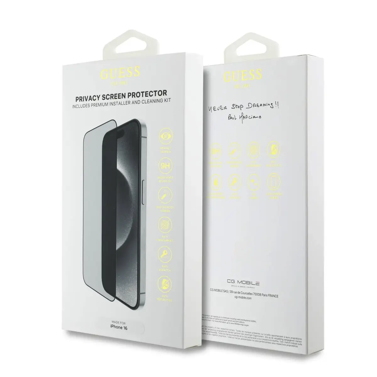 Guess Ekrāna aizsargstikls 2.5D PRIVACY iPhone 16 Melns