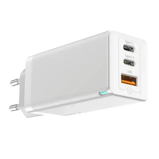 Baseus GaN CCGAN-B02 Travel Charger USB | 2 x USB-C | 65W | 5A | Quick Charge 3.0 White