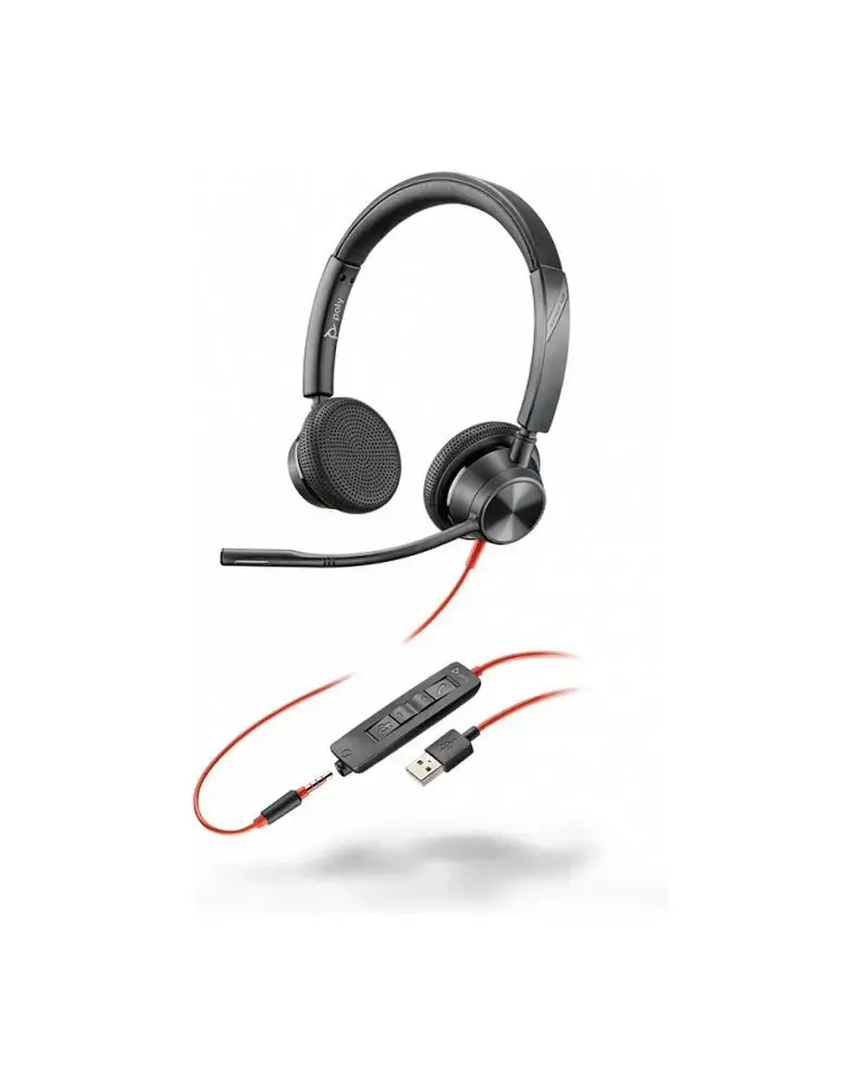 Wire headphones Jack 3,5 mm / USB A Poly Blackwire C3215 black