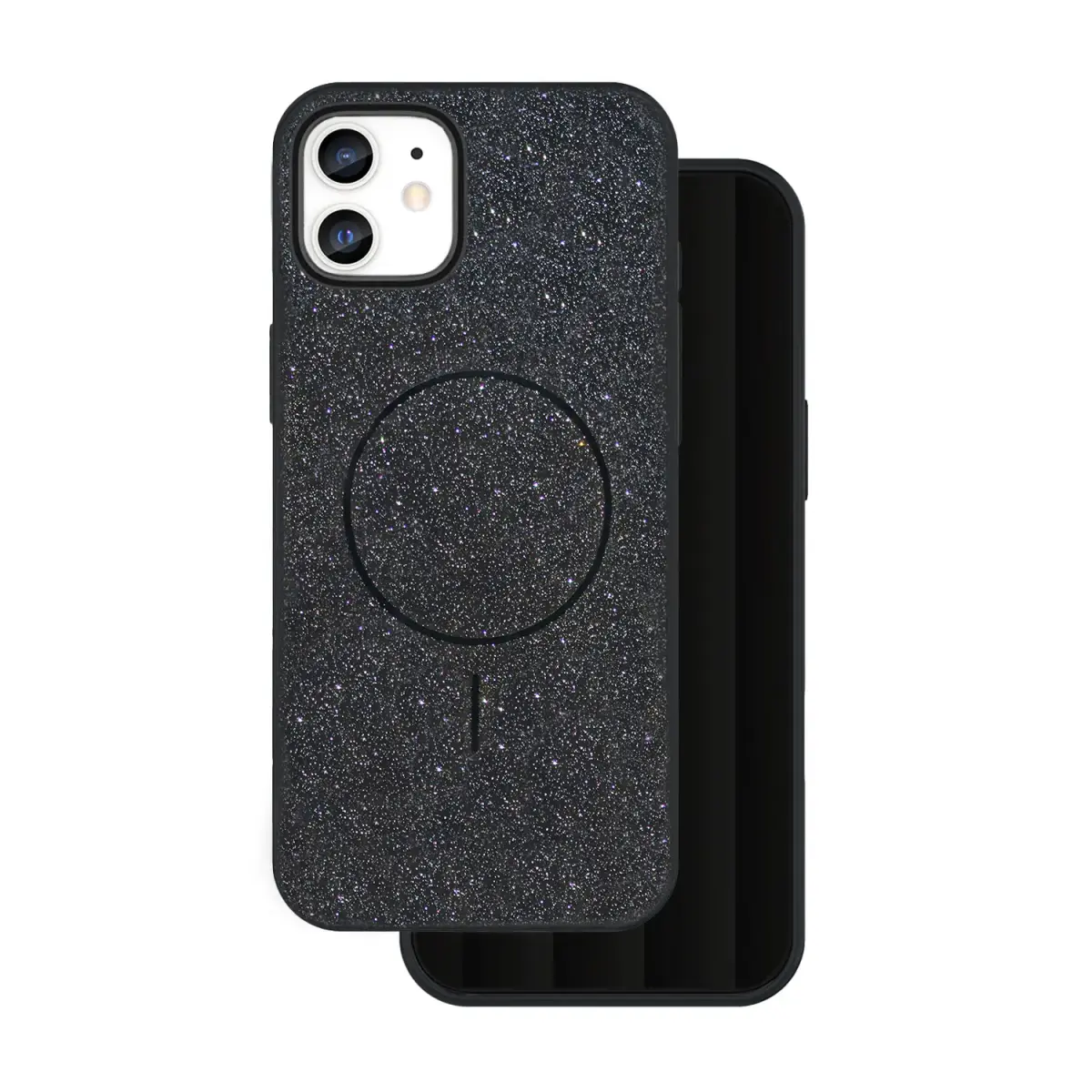 Glitter Thin Mag maciņš ar MagSafe atbalstu telefonam iPhone 12 | iPhone 12 Pro melns