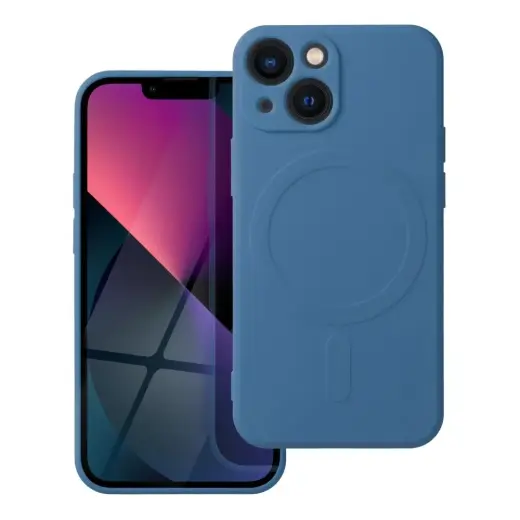 Silicone Mag Cover telefono dėklas su MagSafe palaikymu iPhone 13 Mini mėlynas