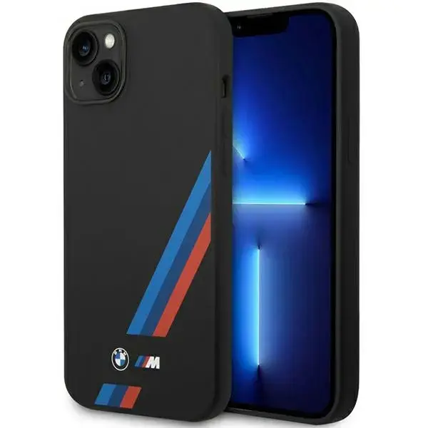 Etui BMW BMHCP14S22SOTK iPhone 14 6,1" czarny|black Silicone Slanted Sttripes