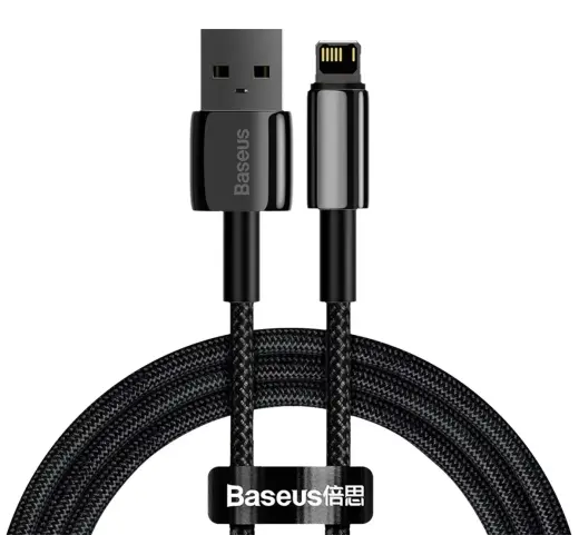 Baseus CALWJ-01 Tungsten Gold Cable Lightning 2.4A 1m Black (Damaged Package)