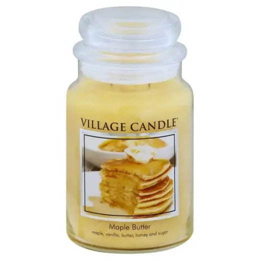 Village Candle Maple Butter  Large Glass Apothecary Jar Scented Candle  21.25 Oz  Yellow