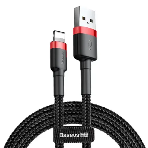 Baseus Cafule datu pārraides un uzlādes vads | USB-A uz Lightning | 10W | 3m | melns, sarkans