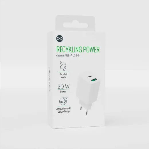 Forever LSR20-AC-00 travel charger | 20W | USB, USB-C | white