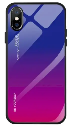 Fusion Gradient Glass Back Case Silikona Aizsargapvalks Priekš Apple iPhone X | XS Zils - Violets