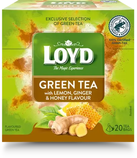 Zaļā tēja LOYD ar zaļo citronu, medu, ingveru 20 x 2g