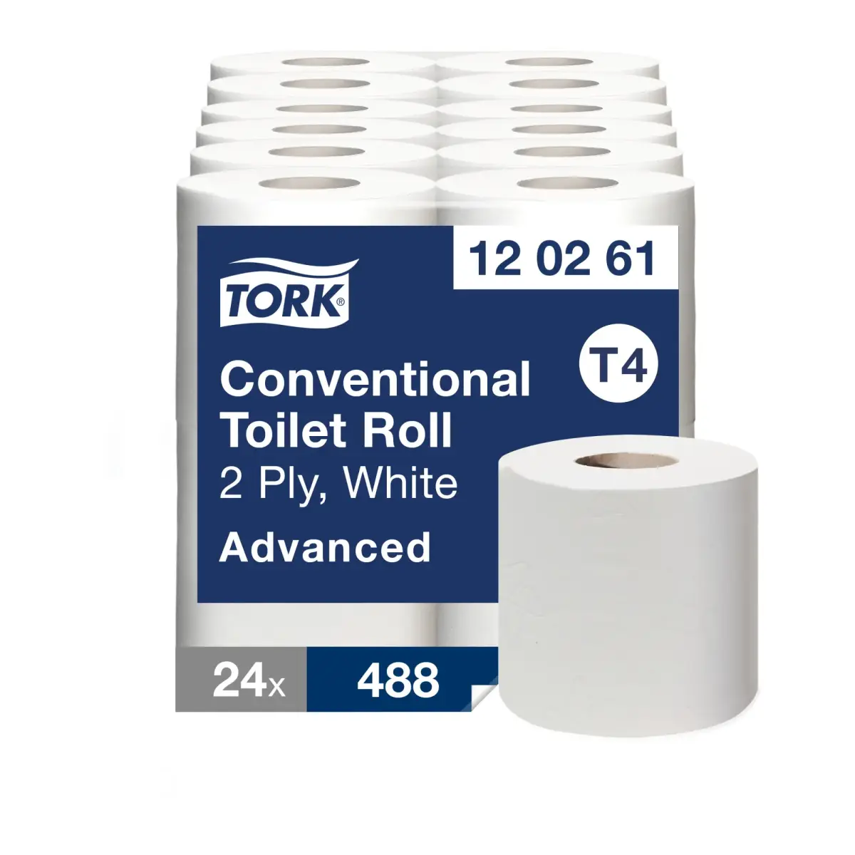 Tualetes papīrs TORK Advanced T4, 2 sl., 496 lapiņas rullī, 9.9 cm x 69.4 m, baltā krāsā, 4 gab./iepak.