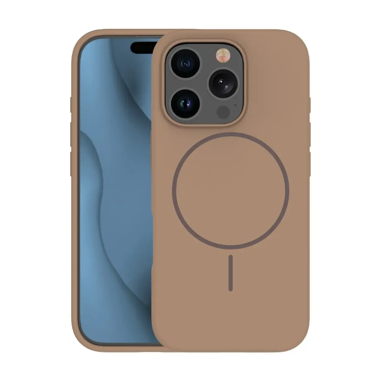 Silicone Thin maciņš ar MagSafe atbalstu telefonam iPhone 12 | iPhone 12 Pro brūns