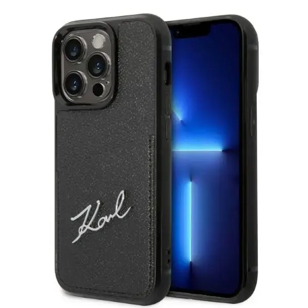 Karl Lagerfeld KLHCP14LCSSK iPhone 14 Pro 6,1" hardcase czarny|black Signature Logo Cardslot