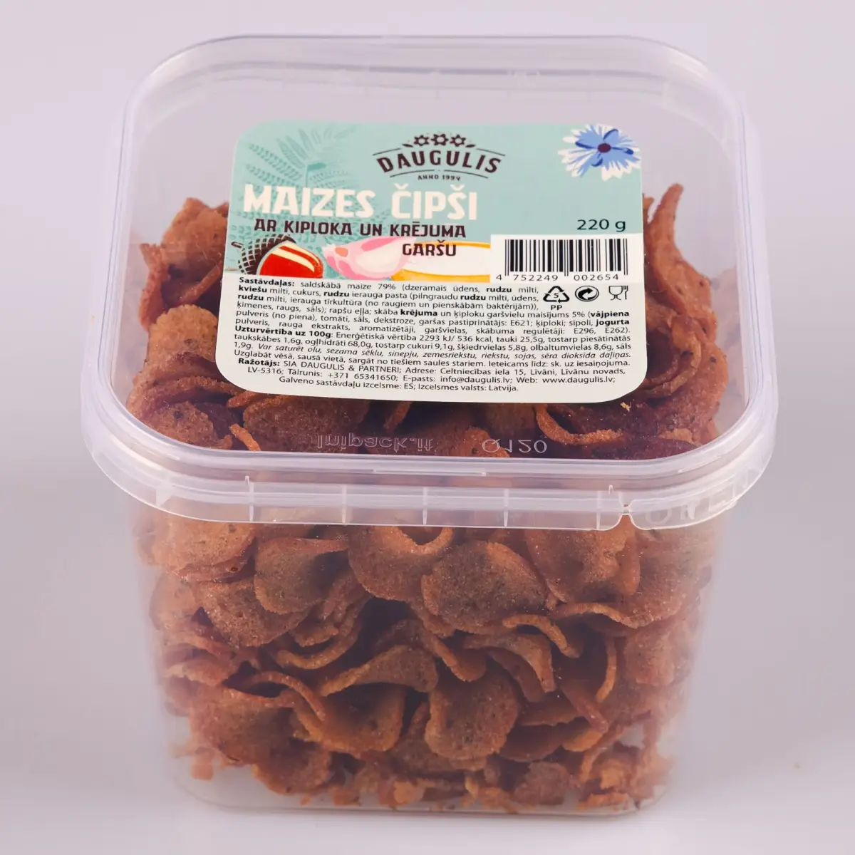 Maizes čipsi OU YES! ar ķiploka un krējuma garšu, 220g