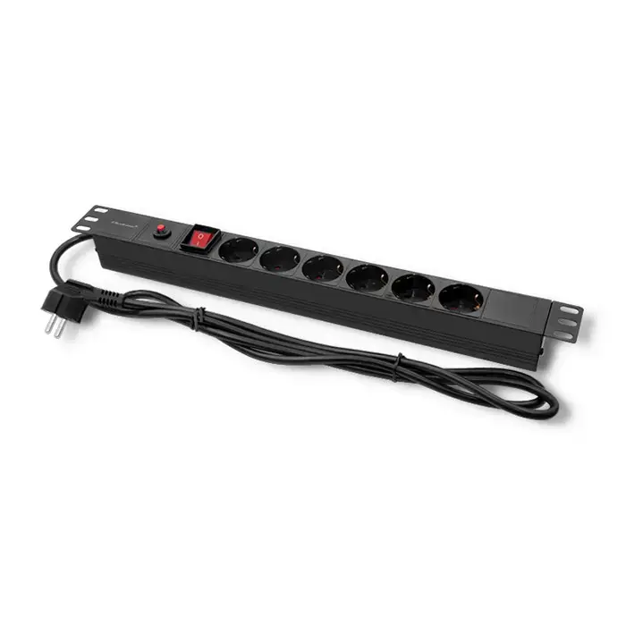 Qoltec Overvoltage power strip for RACK 19" with CB | 1U | 16A | PDU | 6xSCHUKO| 2m
