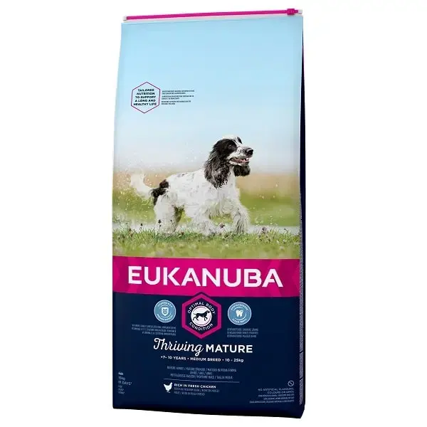 Сухой корм для собак - Eukanuba Mature and Senior Medium, курица, 15 кг