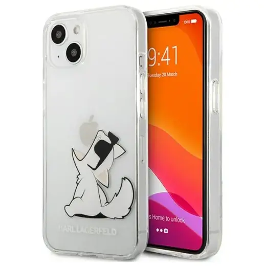 KLHCP13MCFNRC Karl Lagerfeld PC|TPU Choupette Eat Case for iPhone 13 Transparent