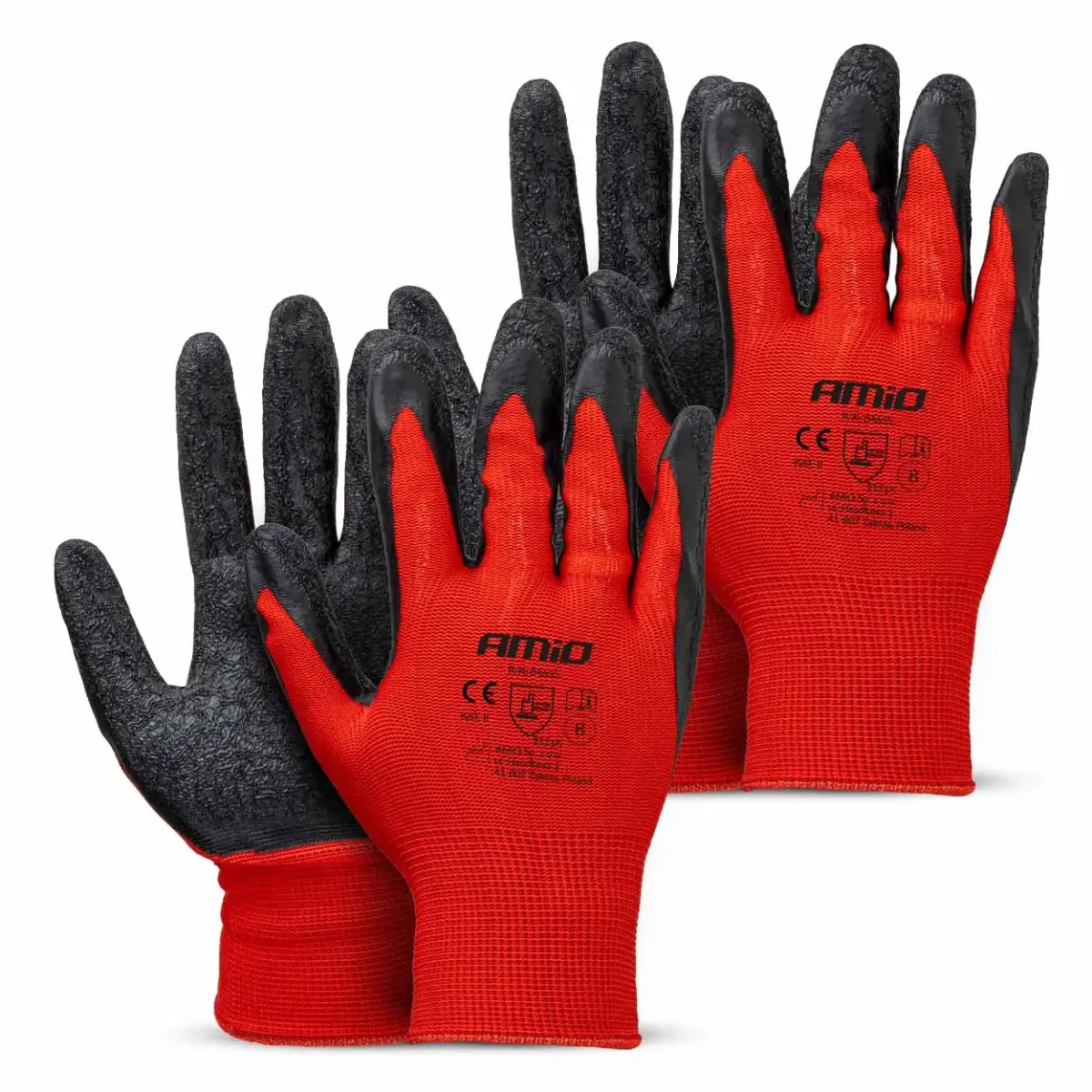 PE Latex coatedsafety gloves 4 pcs Size 8 (2 pairs), 2121X AMIO-04635