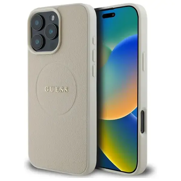 Guess GUHMP16XPGHSMME iPhone 16 Pro Max 6.9" beżowy|beige hardcase Grained Ring MagSafe