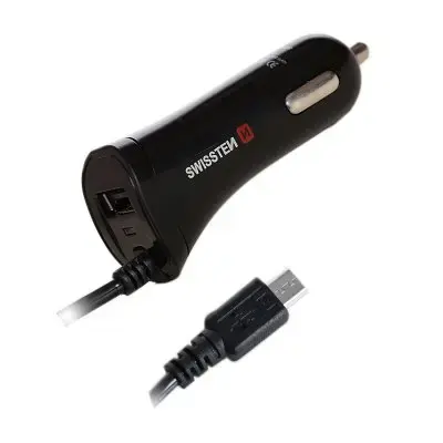 Swissten Premium car charger | 12W | USB-A | with Micro USB cable included | black