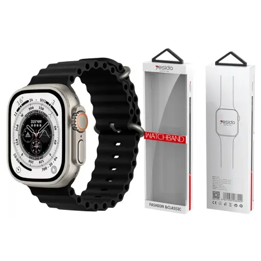 YESIDO WB21 APPLE WATCH SILICONE STRAP 42/44/45 BLACK