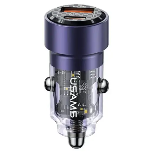 USAMS C39 US-CC208 automašīnas lādētājs | 60W | USB-C, USB-A | violets