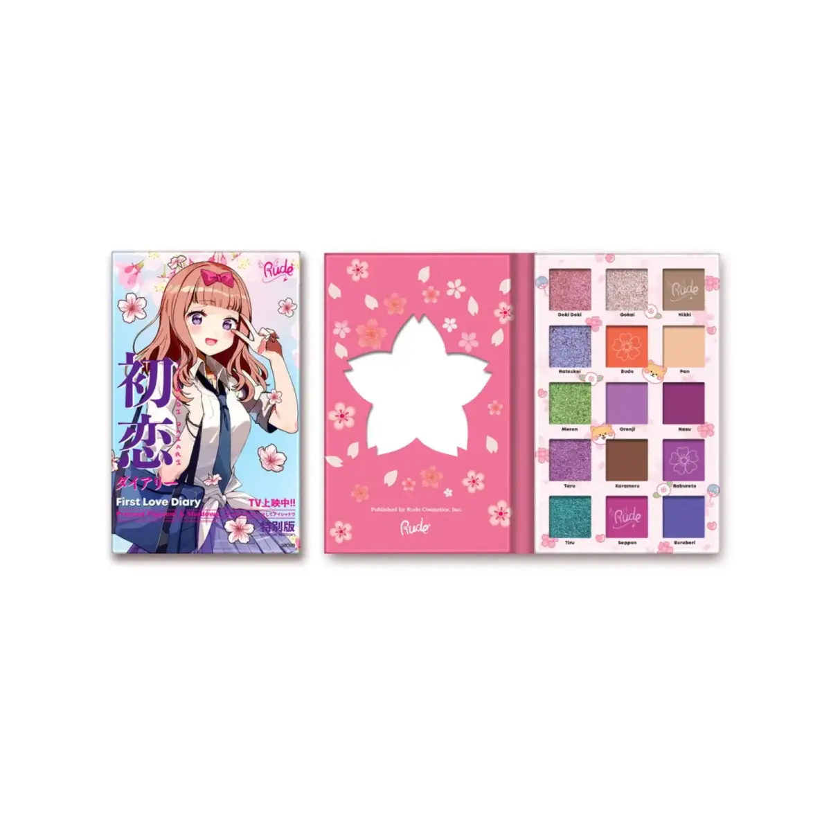 Rude Cosmetics, First Love Diary, Eyeshadow Palette, 15 Shades