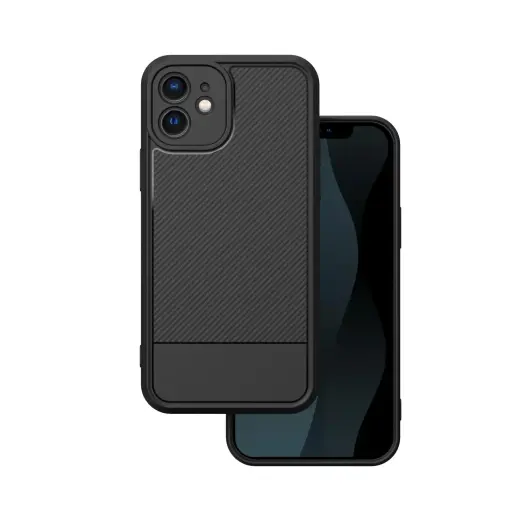 Simple Carbon maciņš telefonam iPhone 12 melns