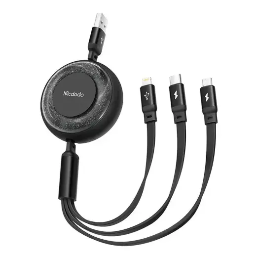 Mcdodo CA-3570 3-in-1 data transfer and charging cable | USB-A to USB-C, Lightning, Micro USB | 1.2m | black
