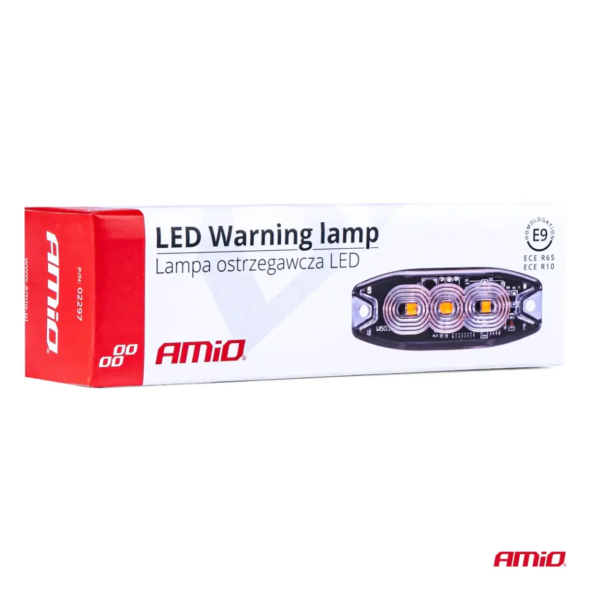 Slim Amber Grill Mount Flash Light 3x3W LED R65 R10 12/24V IP67