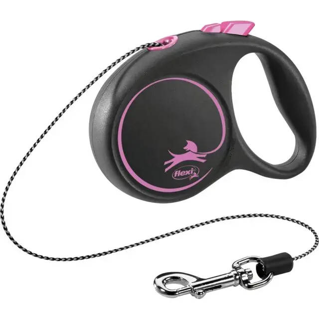 Inertia leash for dogs - Trixie Flexi Black Design, Cord leash, XS: 3 m, (8kg)