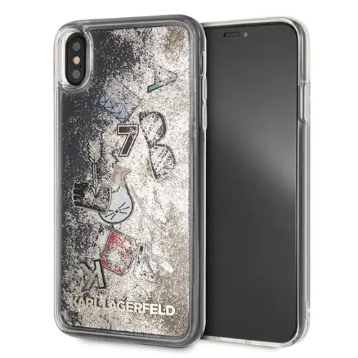 Karl Lagerfeld KLHCI65KSICGO iPhone Xs Max złoty|gold hard case Iconic Liquid Glitter