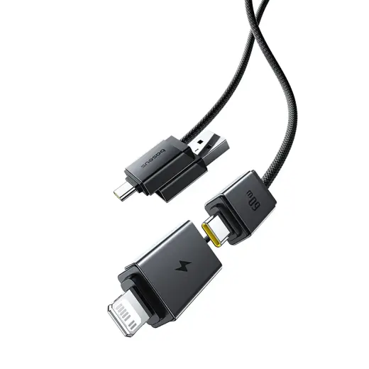Baseus Versatile 60W USB-C - USB-C Cable with USB-A and Lightning Adapters 0.6 m - Black