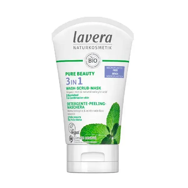 Lavera 265777 4 Oz Pure Beauty 3-in-1 Wash, Scrub & Mask for Blemished & Combination Skin