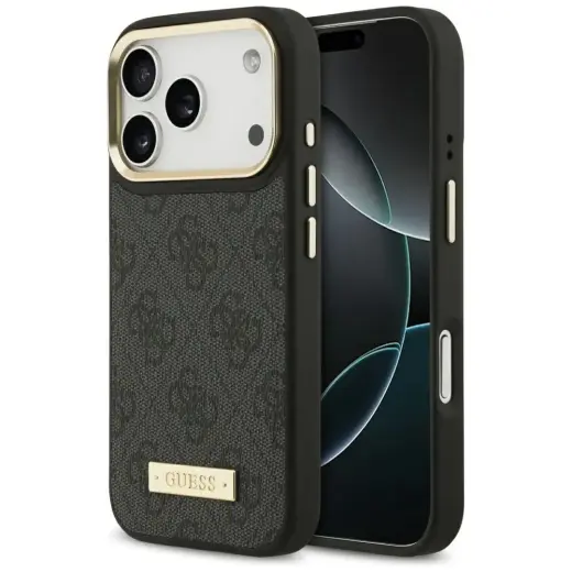 Guess 4G Logo Plate MagSafe Case for iPhone 17 Pro Black
