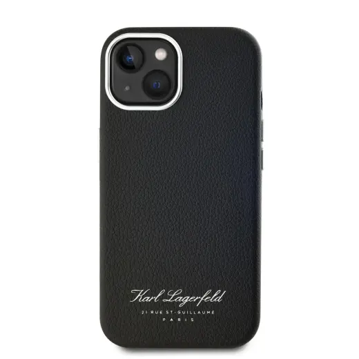 Karl Lagerfeld Grained PU Hotel RSG Case for iPhone 15 Black